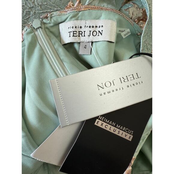 Rickie Freeman For Teri Jon High Low Metallic Jacquard Gown Size 4 Asymmetrical - Picture 14 of 16